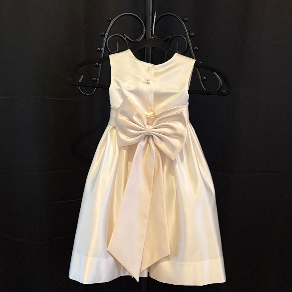 Us Angels Cream Formal Kids Dress with Pink Sash - Picture 2 of 4
